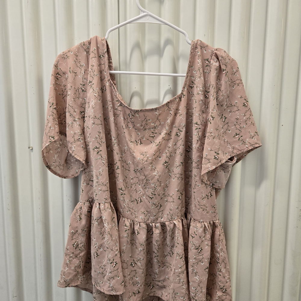 NWOT Zenobia Blush Floral Peplum Blouse